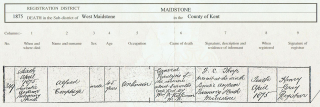 Alfred Burnett Emptage Death Certificate cropped