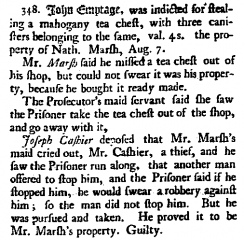 Court case proceedings, 1745